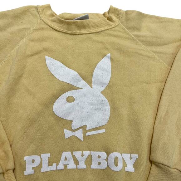 Playboy Vintage 90’s Yellow Crewneck Pullover Sweater - Picture 2 of 5